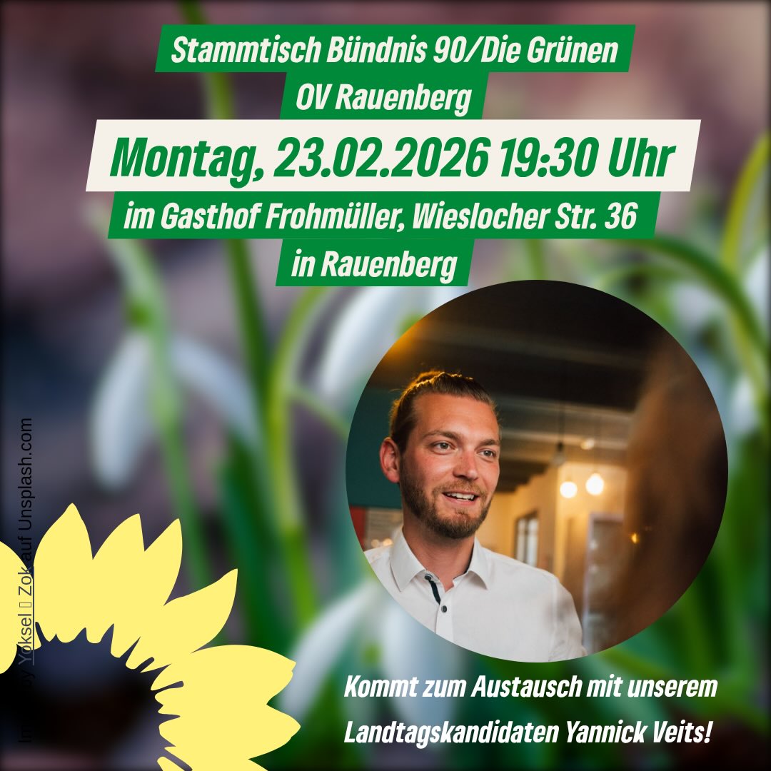 Lust auf Austausch, Ideen und gute Gespräche? Diesmal mit unserem Landtagskandidaten Yannick Veits! Komm einfach vorbei! 🌻#gruene #rauenberg #landtagswahlbawü